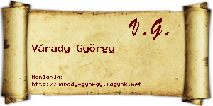 Várady György névjegykártya